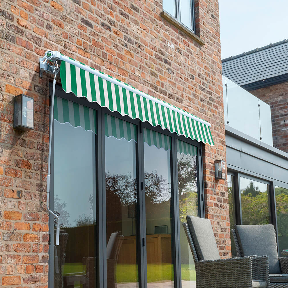 3m Budget Wireless Electric Awning, Green and White - Image 2
