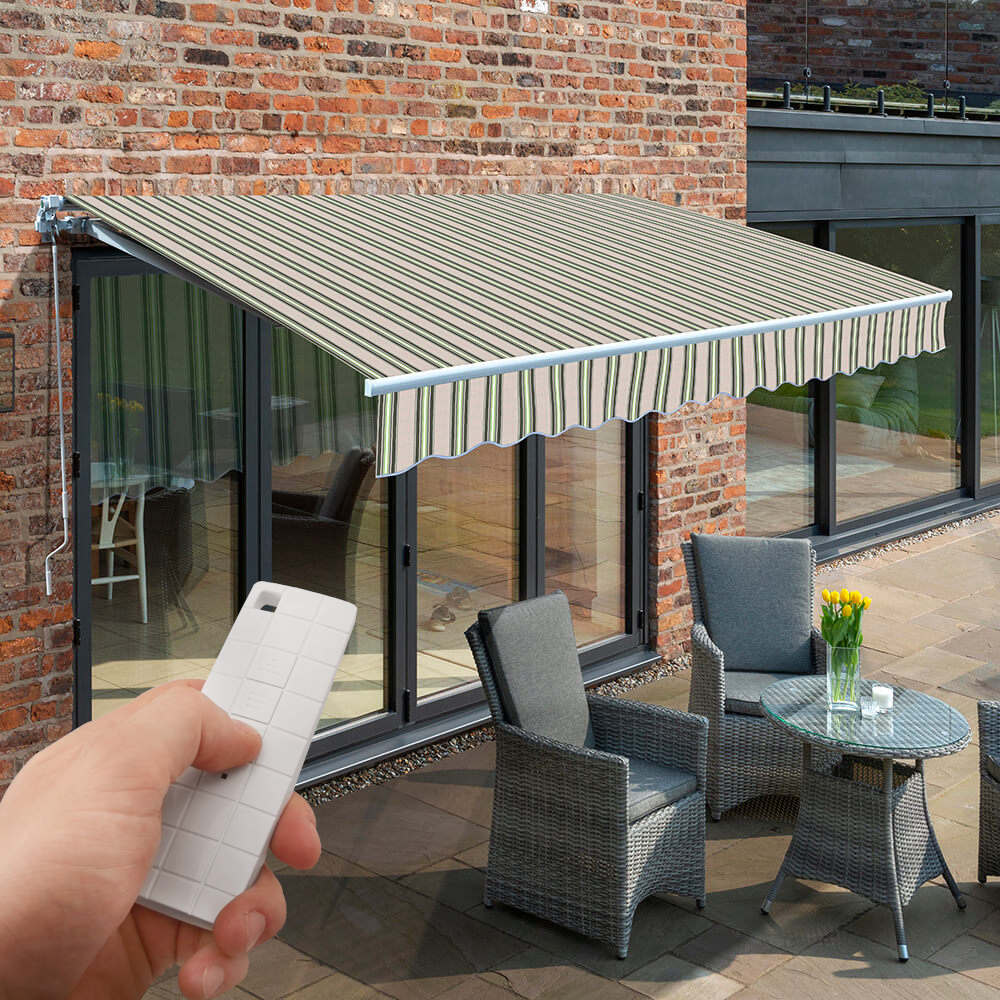 3m Budget Wireless Electric Awning, Multi Stripe