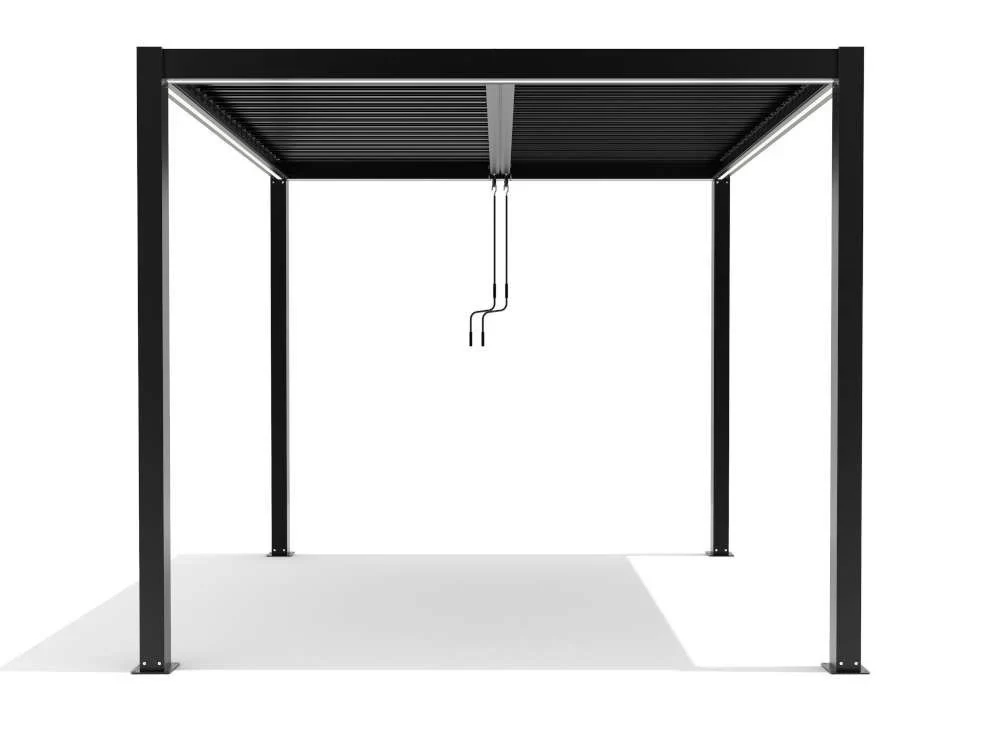 3m x 3m Deluxe Charcoal Pergola with Louvered Shutter Roof by Primrose Living - Image 3