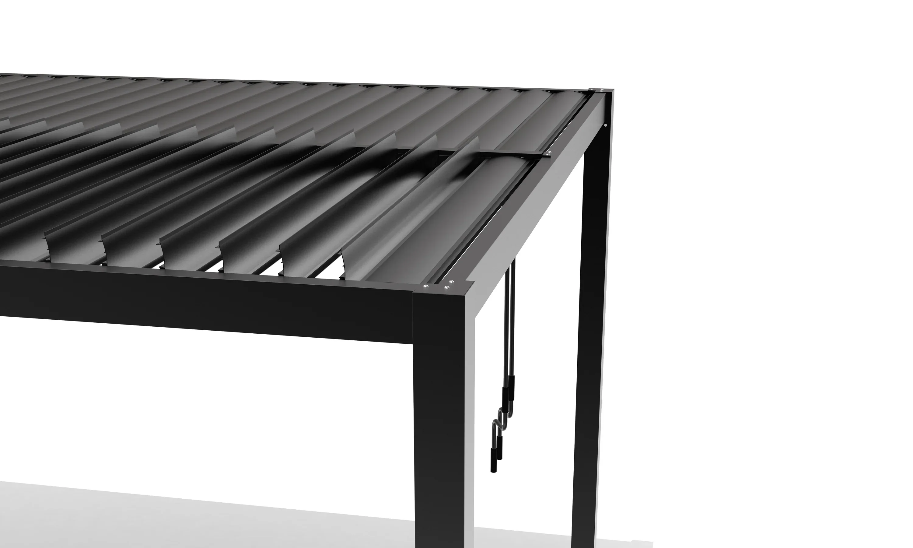 3m x 3m Deluxe Charcoal Pergola with Louvered Shutter Roof by Primrose Living - Image 6