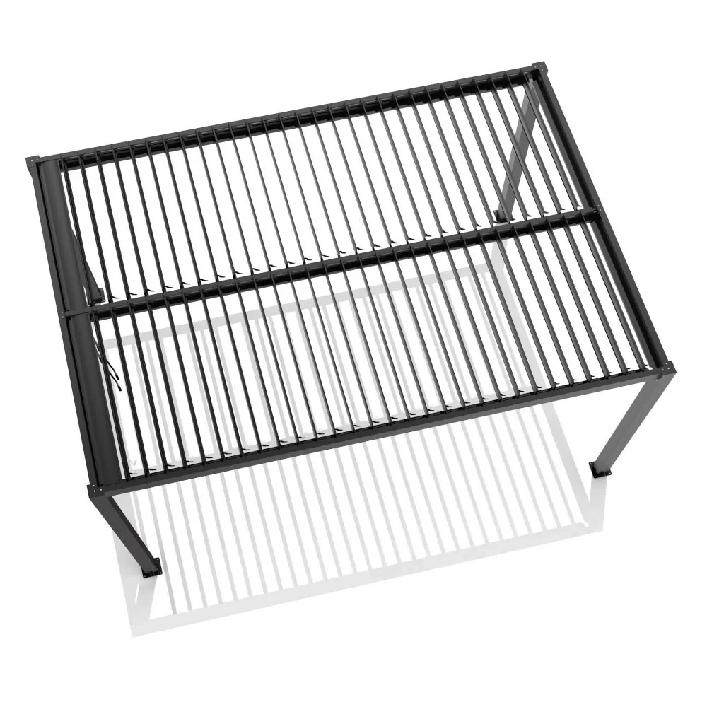 3m x 4m Deluxe Charcoal Pergola with Louvered Shutter Roof by Primrose Living - Image 3
