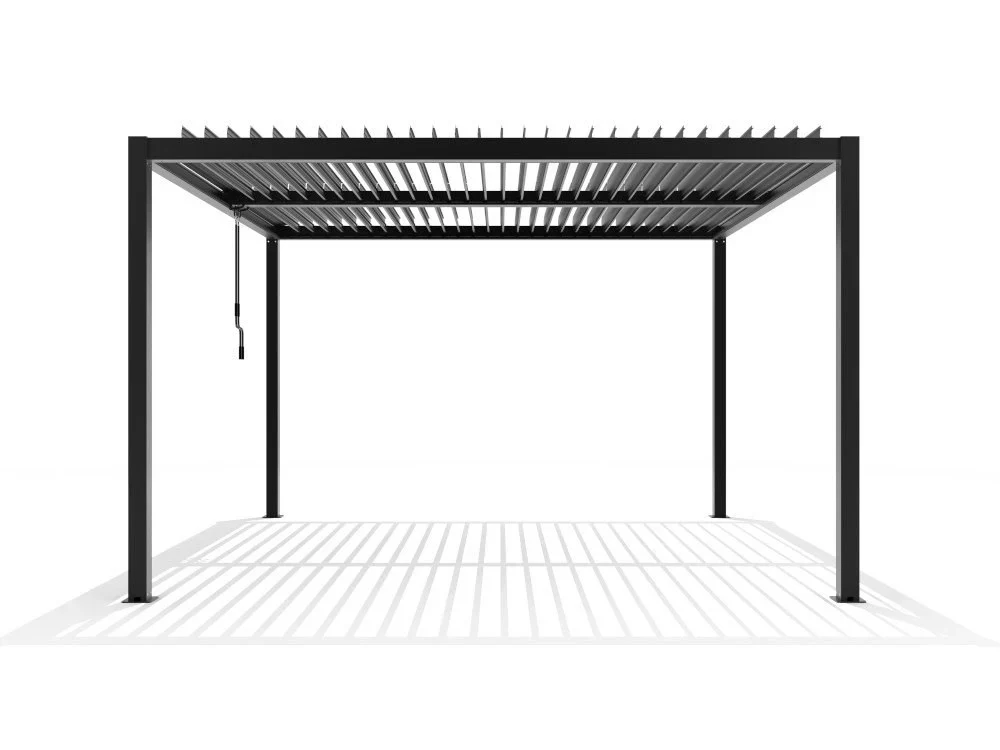 6m x 3m Deluxe Charcoal Pergola with Louvered Shutter Roof by Primrose Living - Image 3
