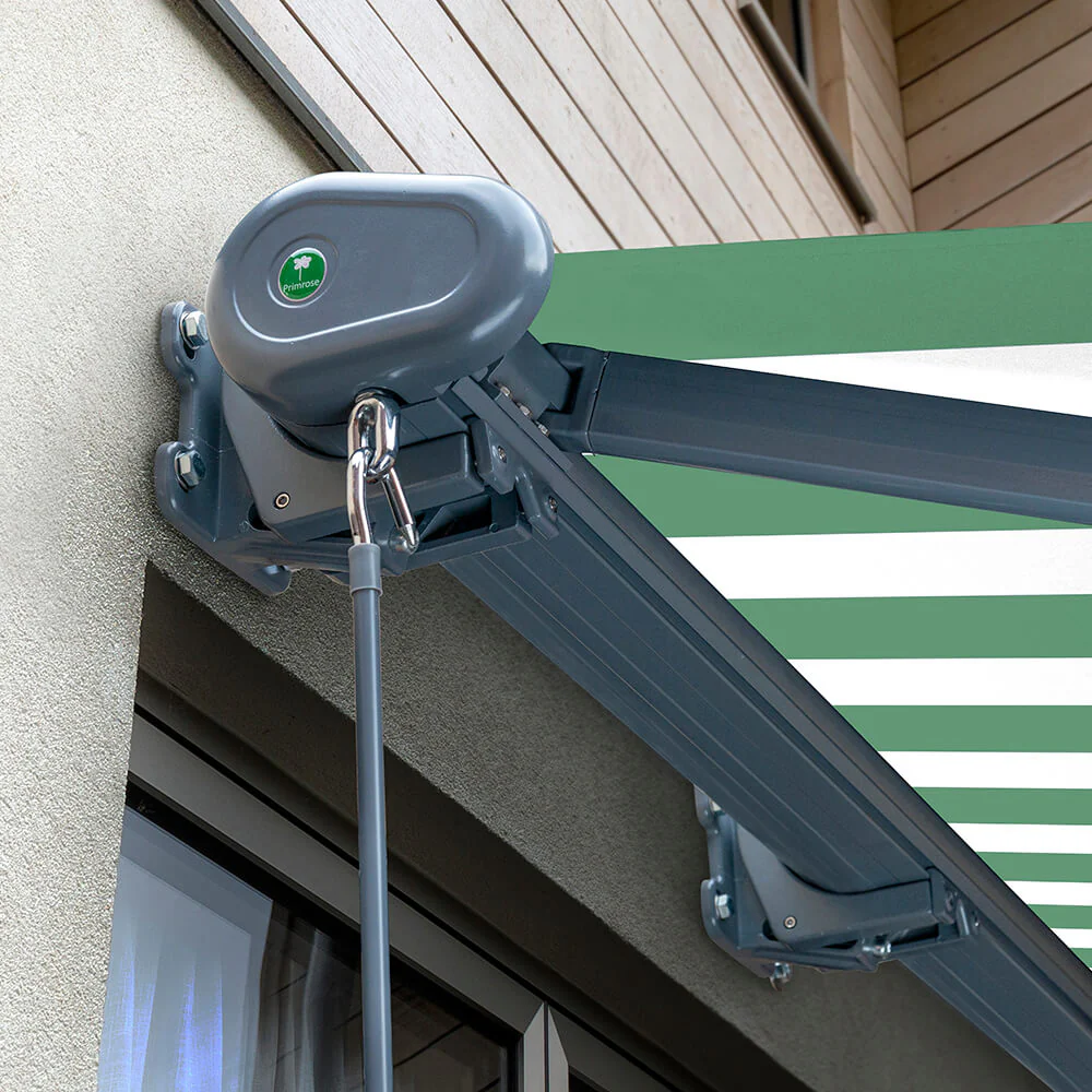 4m Full Cassette Manual Green and White Awning (Charcoal Cassette) - Image 5