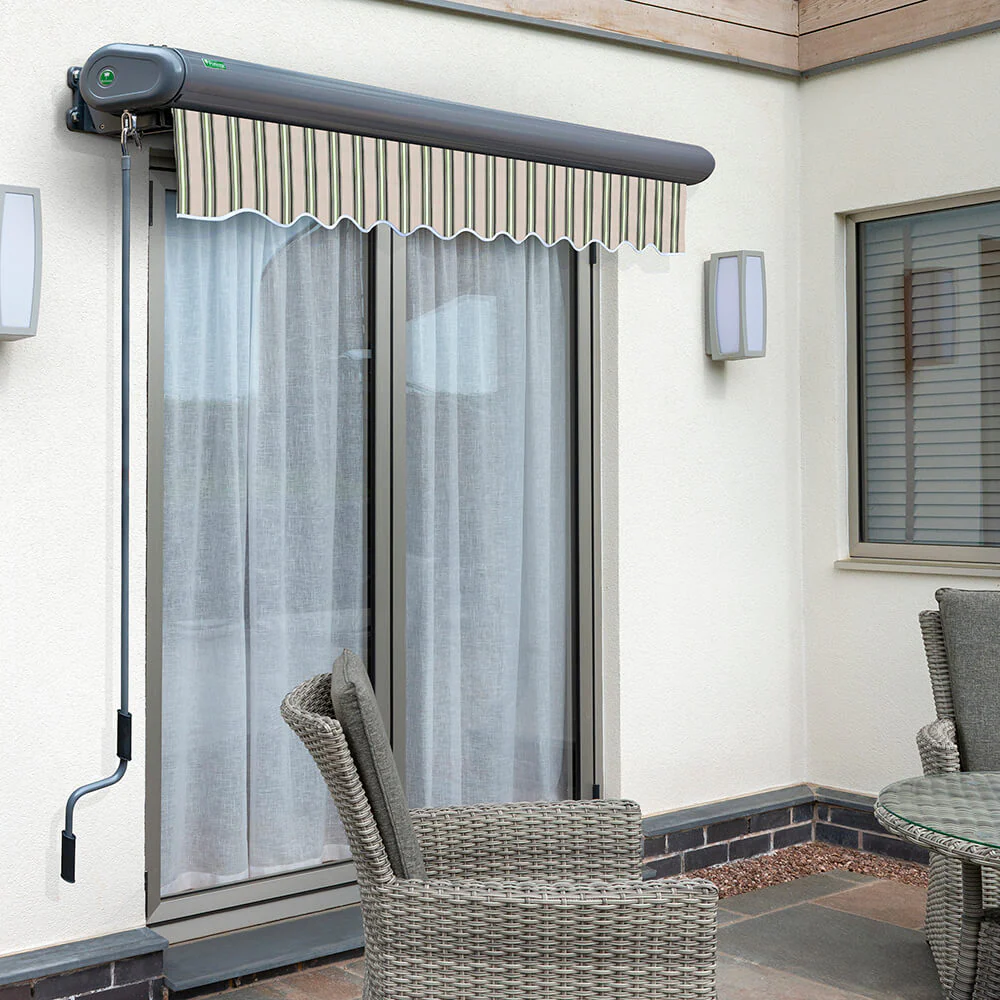 4m Full Cassette Manual Multistripe Awning (Charcoal Cassette) - Image 2