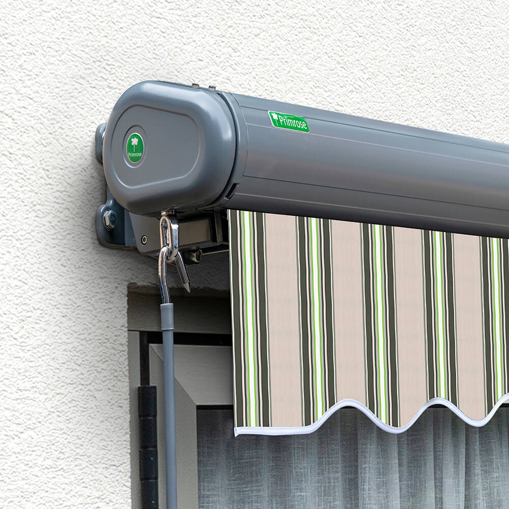 4m Full Cassette Manual Multistripe Awning (Charcoal Cassette) - Image 4