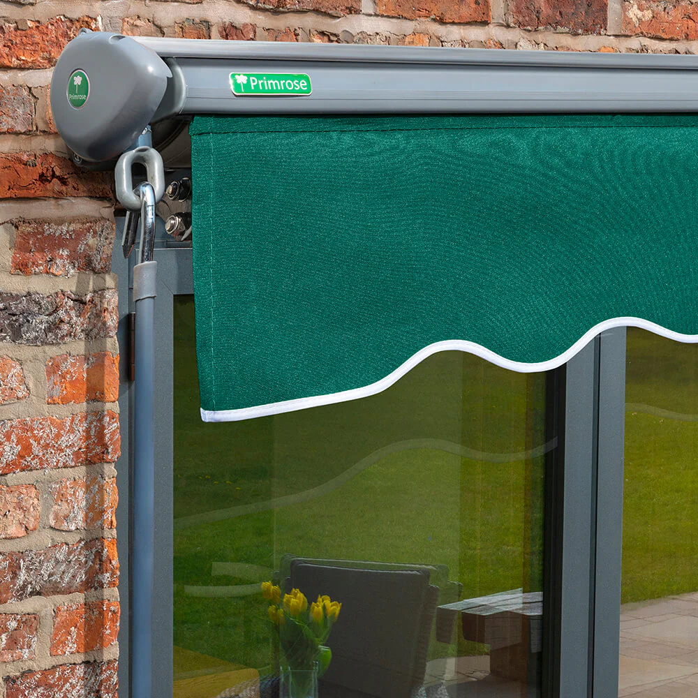 3m Half Cassette Electric Plain Green Awning (Charcoal Cassette) - Image 2