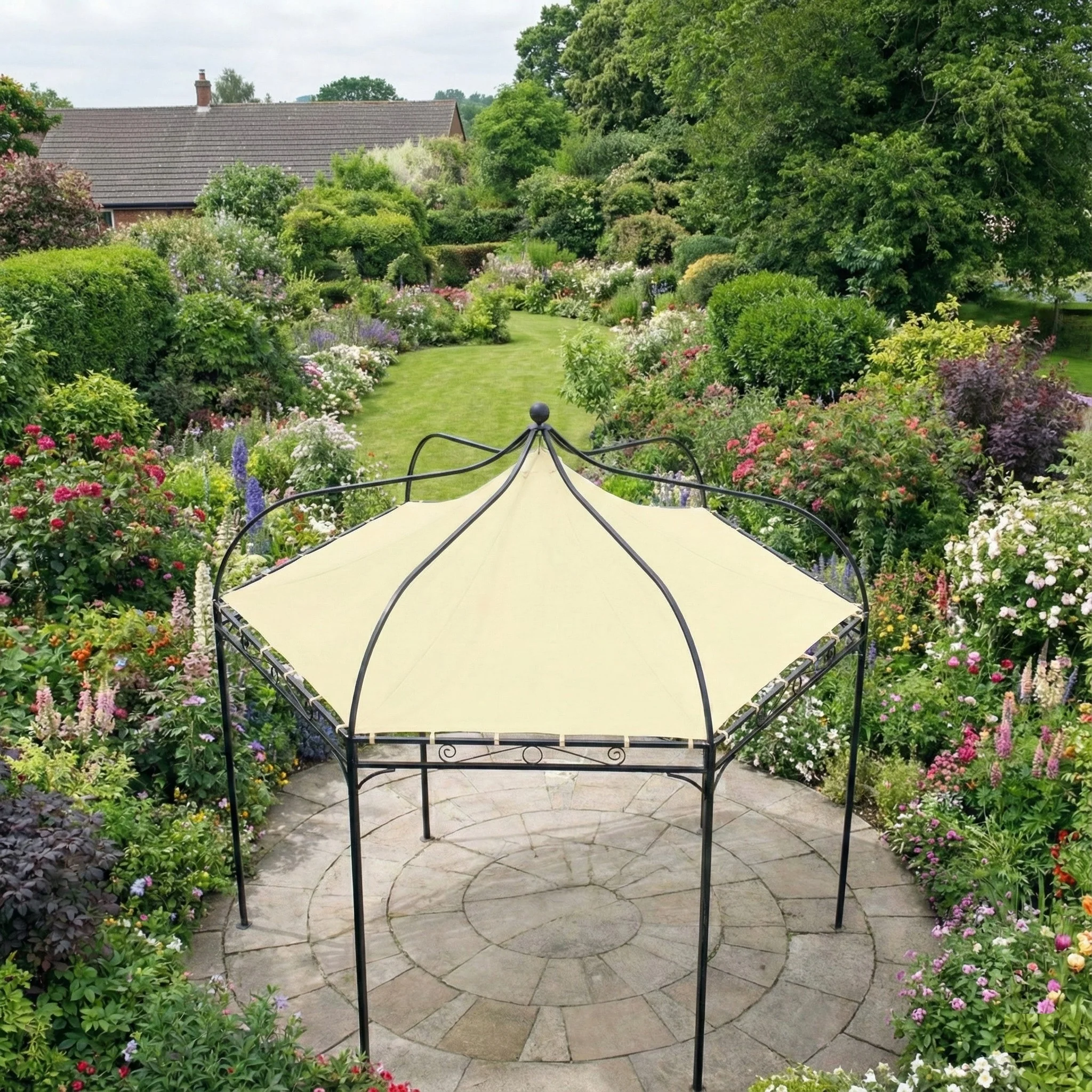 Harlington Deluxe Steel Frame Gazebo With Roof Canopy In Charcoal - Image 4