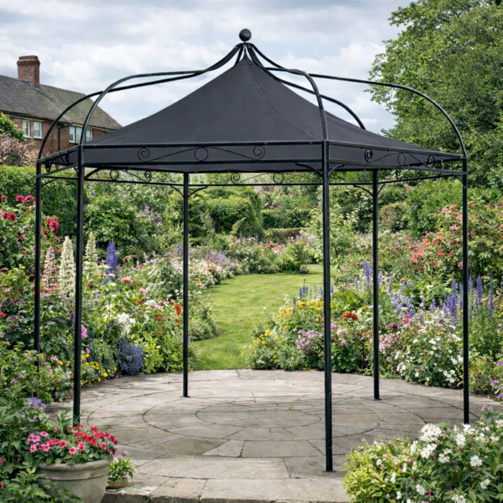 Harlington Deluxe Steel Frame Gazebo With Roof Canopy In Sand - Image 3
