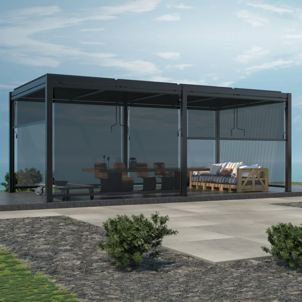 Set of 6 - Charcoal Dropdown Side Shades for 6x3m Deluxe Pergola - Image 5