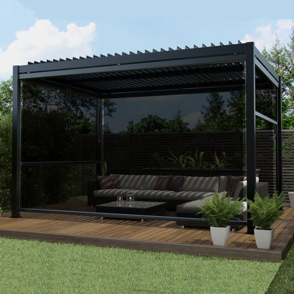 Single Charcoal Dropdown Side Shade for 3x4m Deluxe Pergola - Image 5