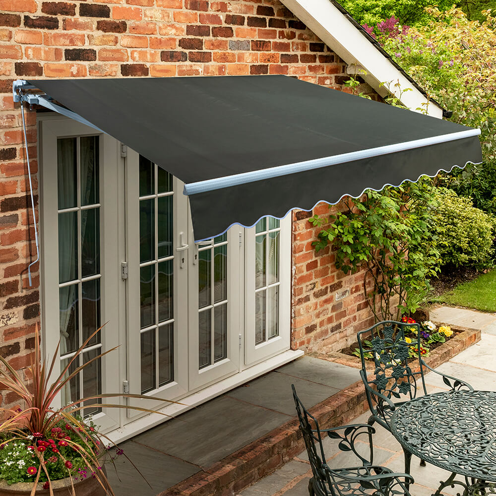 5m Standard Manual Awning, Charcoal
