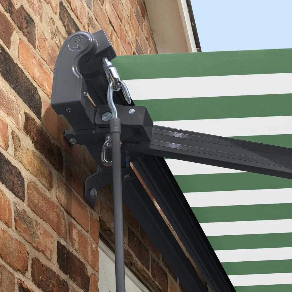 4m Standard Manual Green and White Awning (Charcoal Cassette) - Image 5