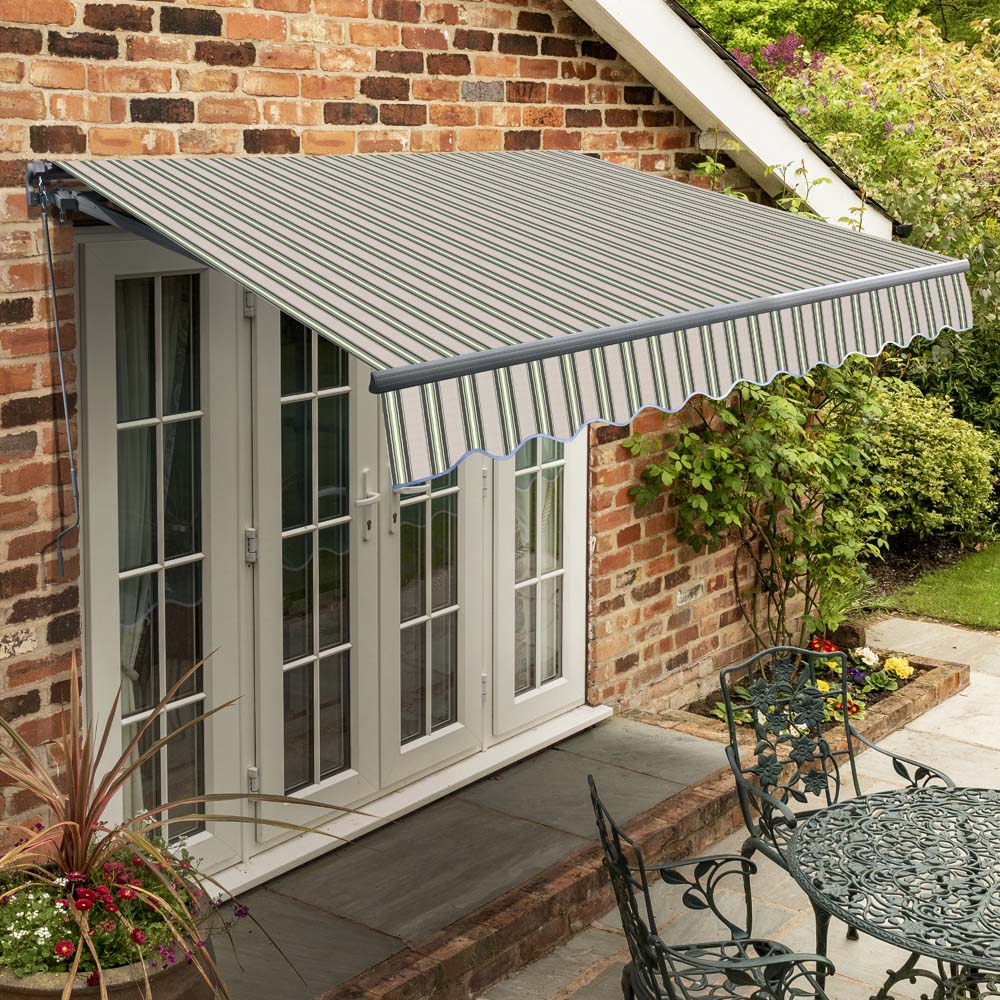 4m Standard Manual Multistripe Awning (Charcoal Cassette)