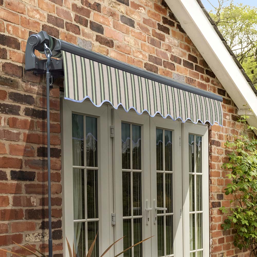4m Standard Manual Multistripe Awning (Charcoal Cassette) - Image 2