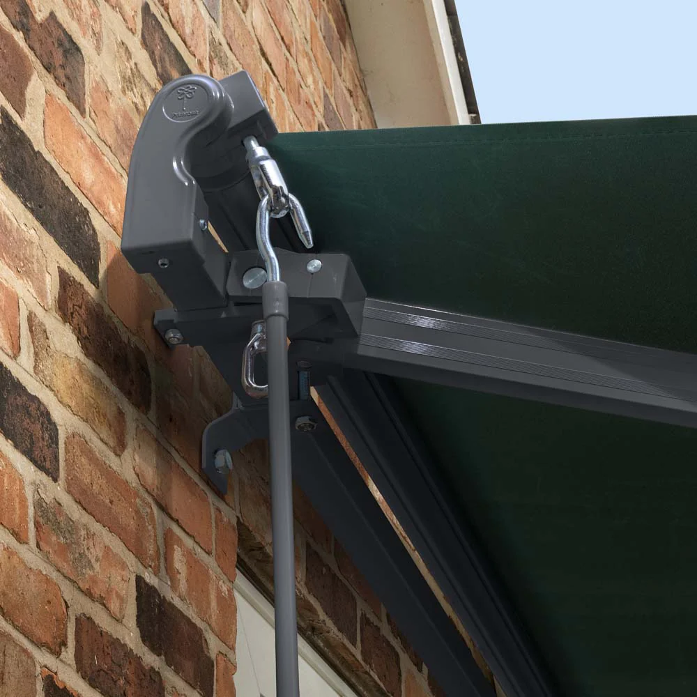 3m Standard Manual Plain Green Awning (Charcoal Cassette) - Image 5