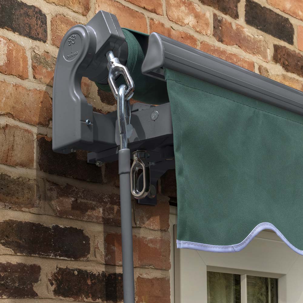 4m Standard Manual Plain Green Awning (Charcoal Cassette) - Image 4