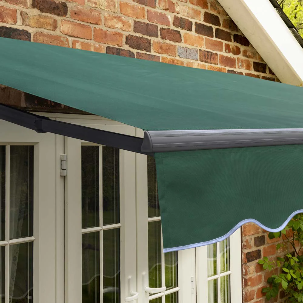 4m Standard Manual Plain Green Awning (Charcoal Cassette) - Image 6